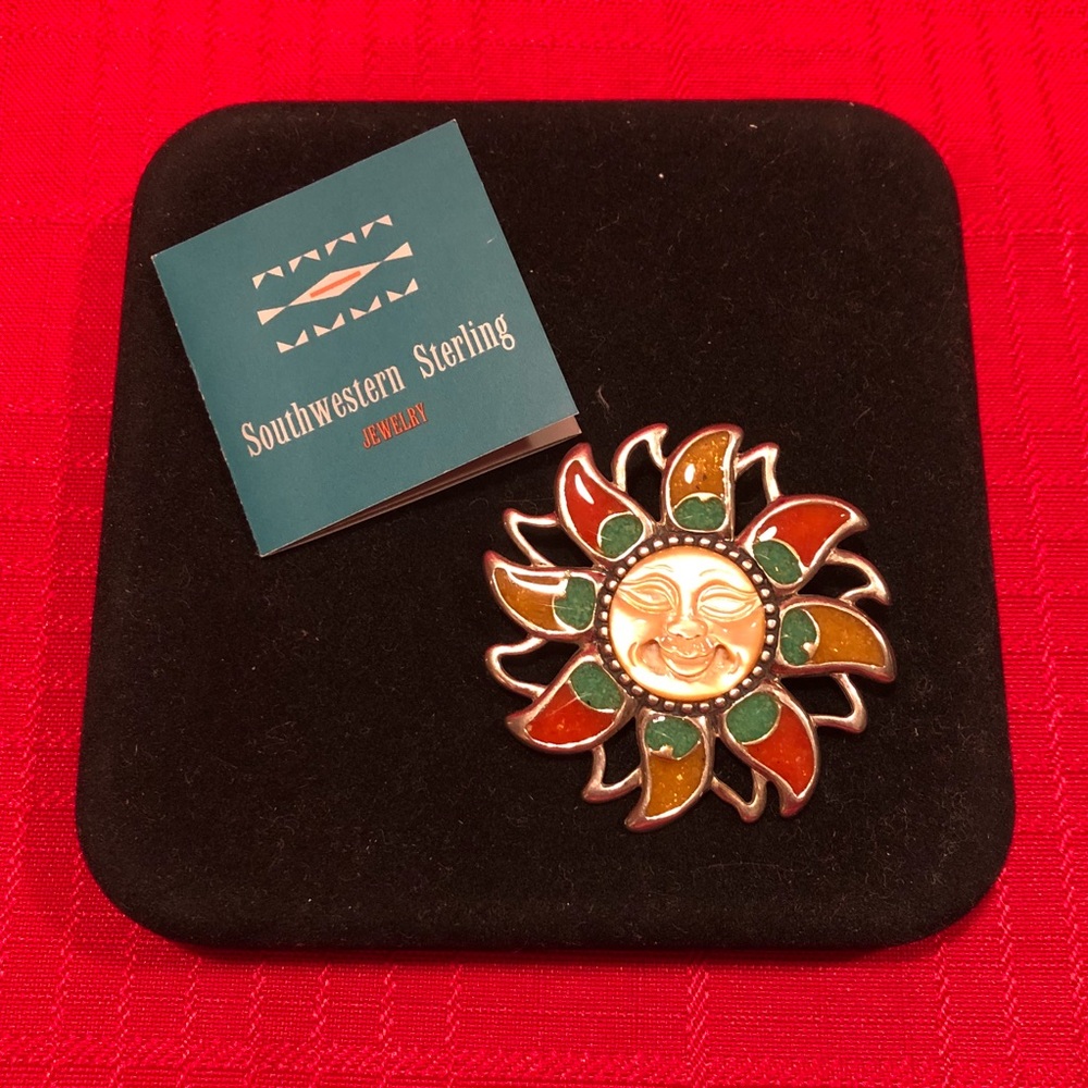 Beautiful Southwestern Sun Brooch and Pendant - Picture 2 of 6